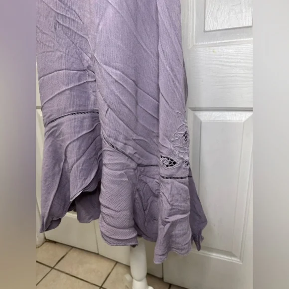 Free People Heat Wave Mini Dress Womens Medium Strappy Back Flutter Hem Lavender - Picture 3 of 10